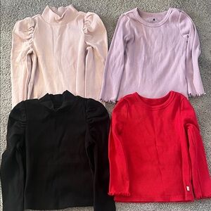 GAP Girls Long-Sleeve Rib Tops - Light Pink, Lavender, Black & Red